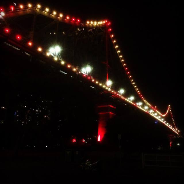 Red and yellow tonight - colours of surf lifesavers. #lifesavers #slsc #redandyellow #storybridge #lights #thisisbrisbane #365