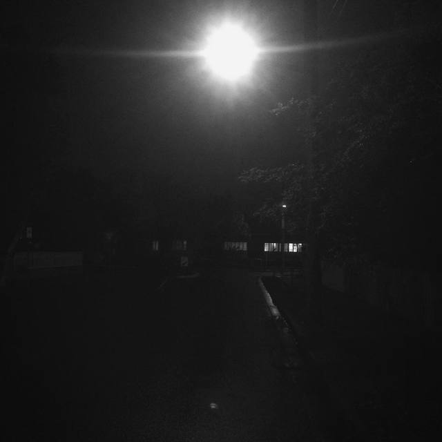 Wet night, moody light. #streetlight #rain #365