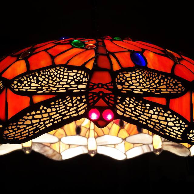 Evil-eyed lampshade
#leadlight #lighting #dragonfly #redeyes #365