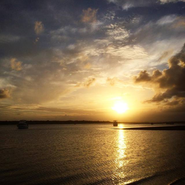 #clouds #sunset #boats #water #reflection #365