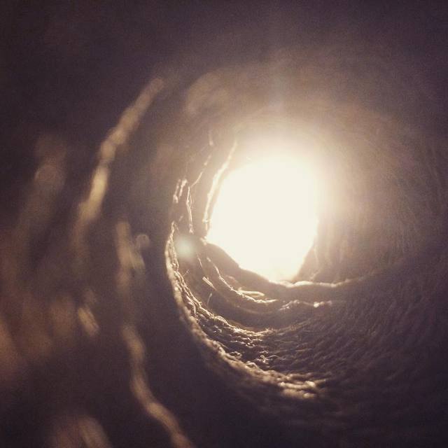 Texture in a tube 
#texture #tunnel #tube #lightattheendofthetunnel #sisal #twine #365